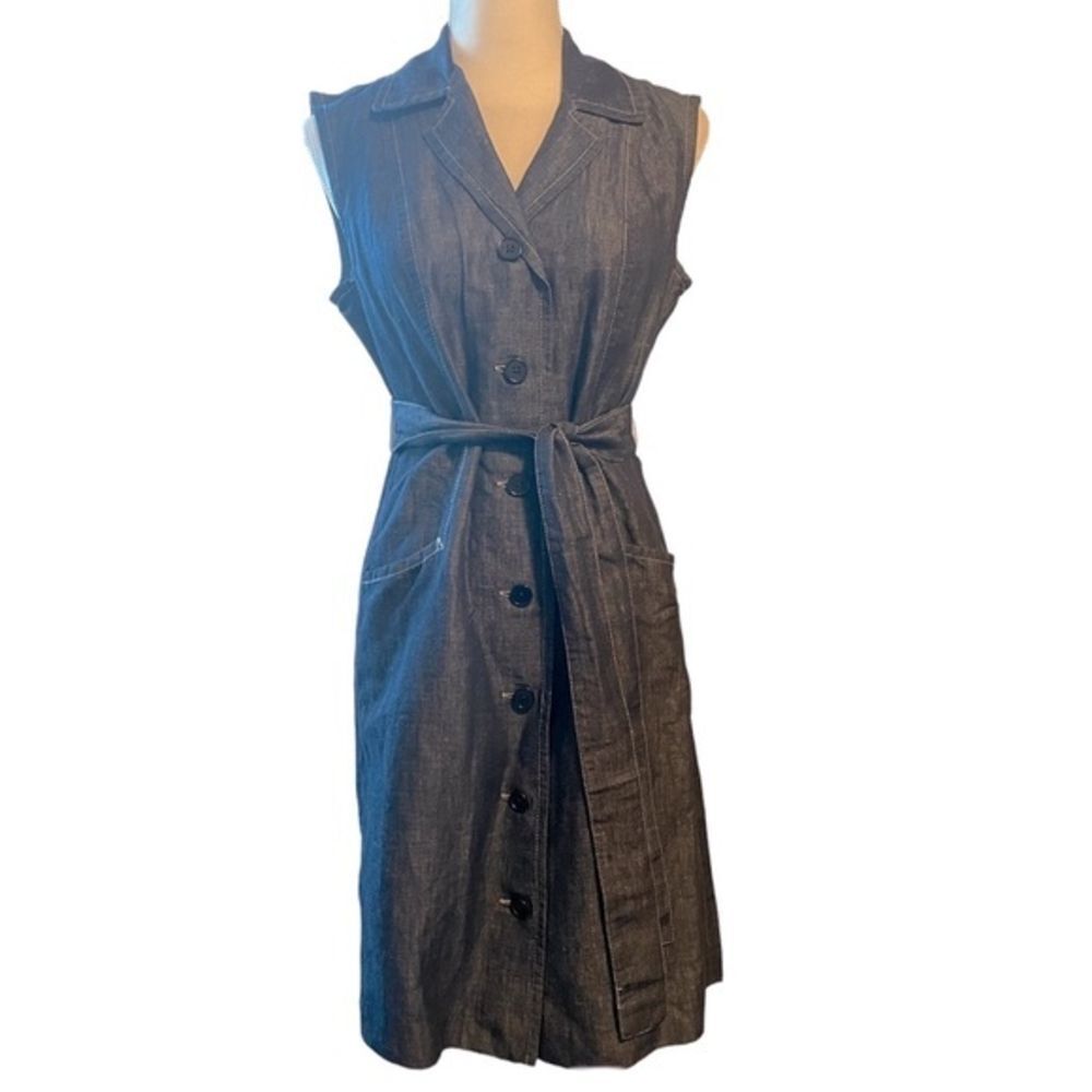 Talbots‎ Petites Lightweight Linen Jean Button Down Dress - Size 10p